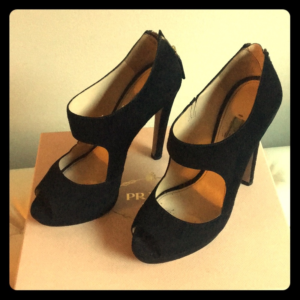 Prada Suede Peep Toe Heel
